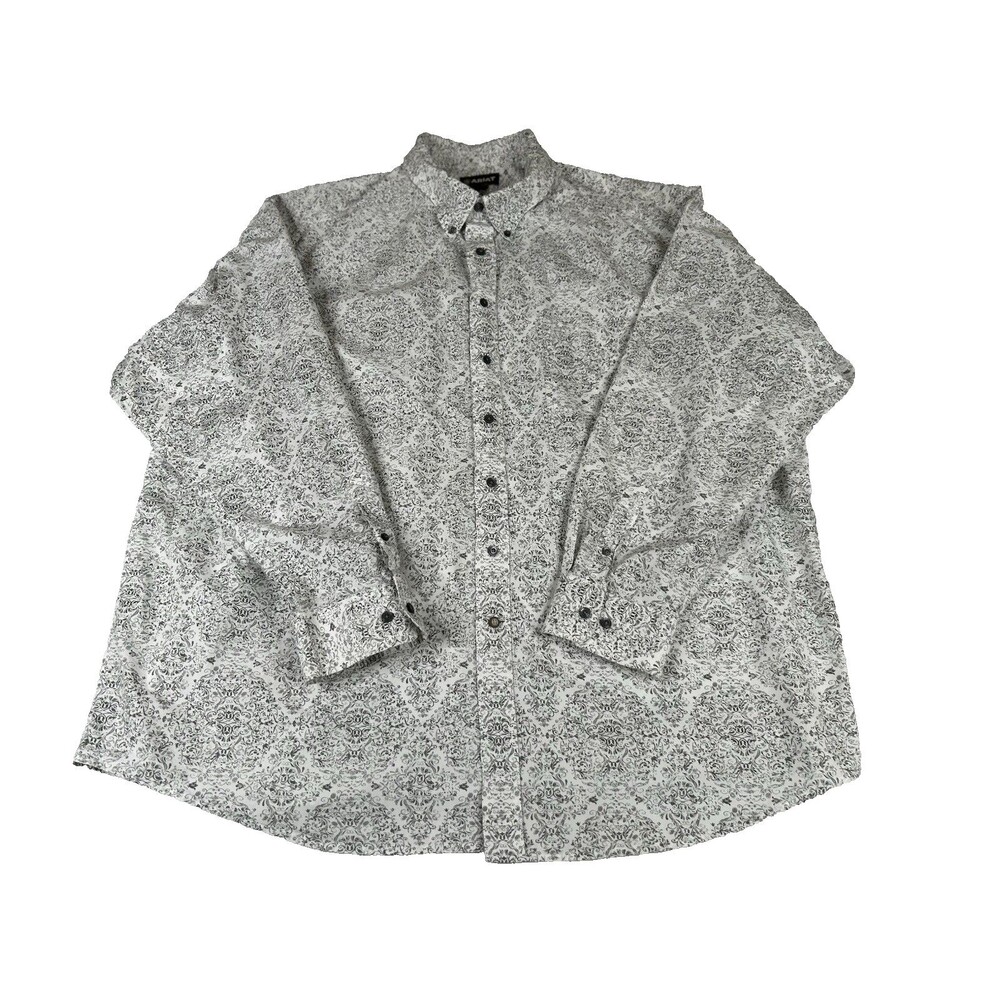 Ariat Shirt Mens 3XL Gray White Classic Long Sleeve Button Up Western Rodeo